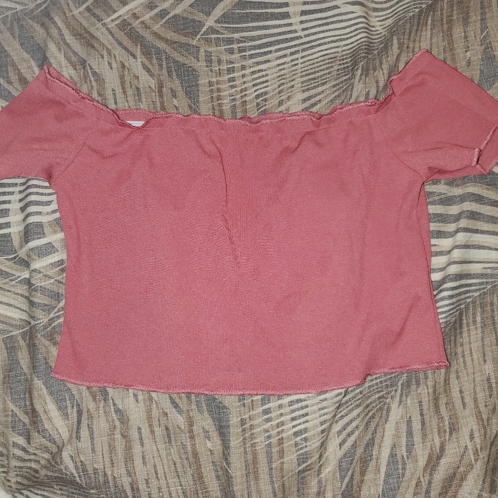 Shein basic crop top off shoulder lounge set